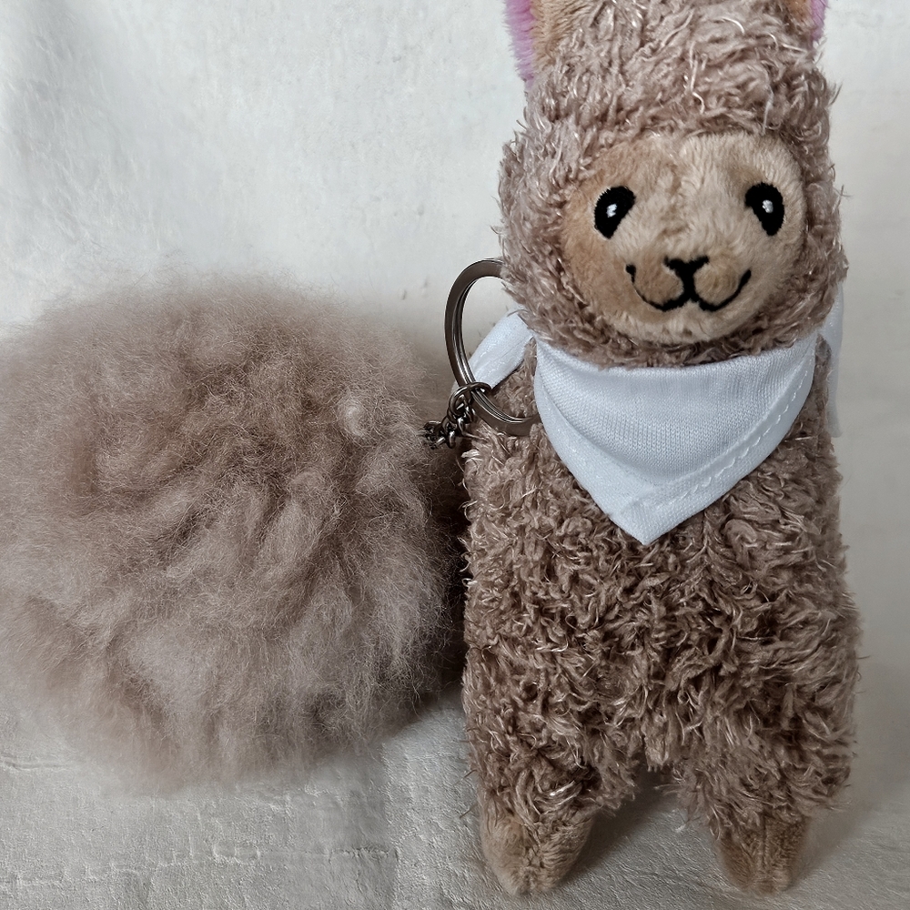 Super Cute Curly Alpaca Plush Backpack Charm Brown Llama Stuffed Animal- Pom-pom